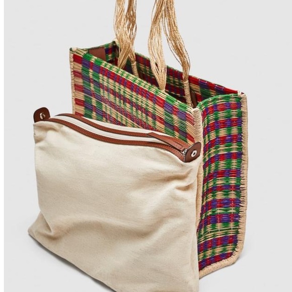 Zara Handbags - Zara Mat-Effect Straw Tote Bag NWOT